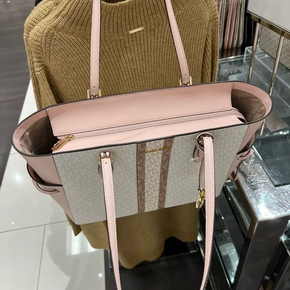 BUNDLE Michael Kors Gilly Large Drawstring Travel Tote Shoulder PwD Blush Wallet - Picture 4 of 16